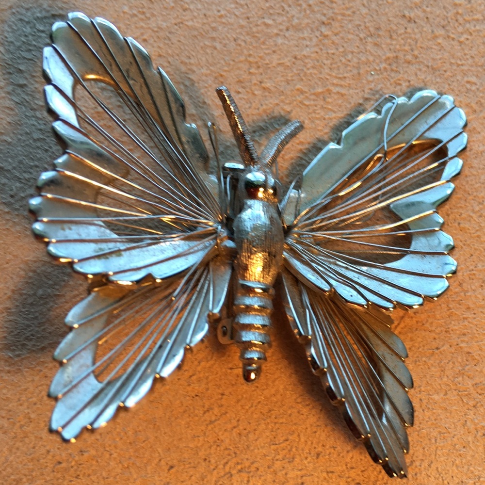 Monet Silver Tone Butterfly Pin